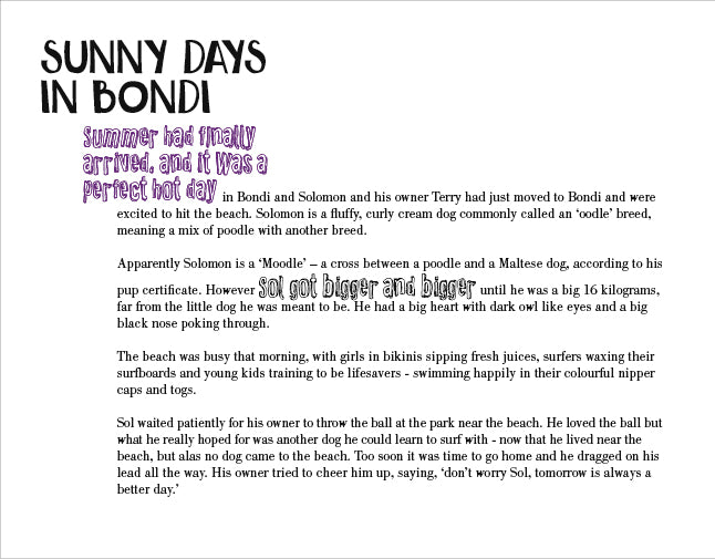 Two Dogs in Bondi Book for children aged 5+